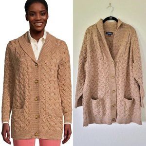 NWOT Lands End Drifter Cable Knit Button Up Cardigan
